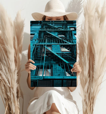 Stairs Teal Aluminum Print