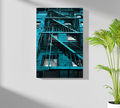 Stairs Teal Aluminum Print