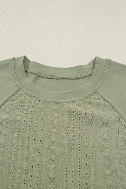 Laurel Green Jacquard Frilled Ruffled Long Sleeve Mini Dress