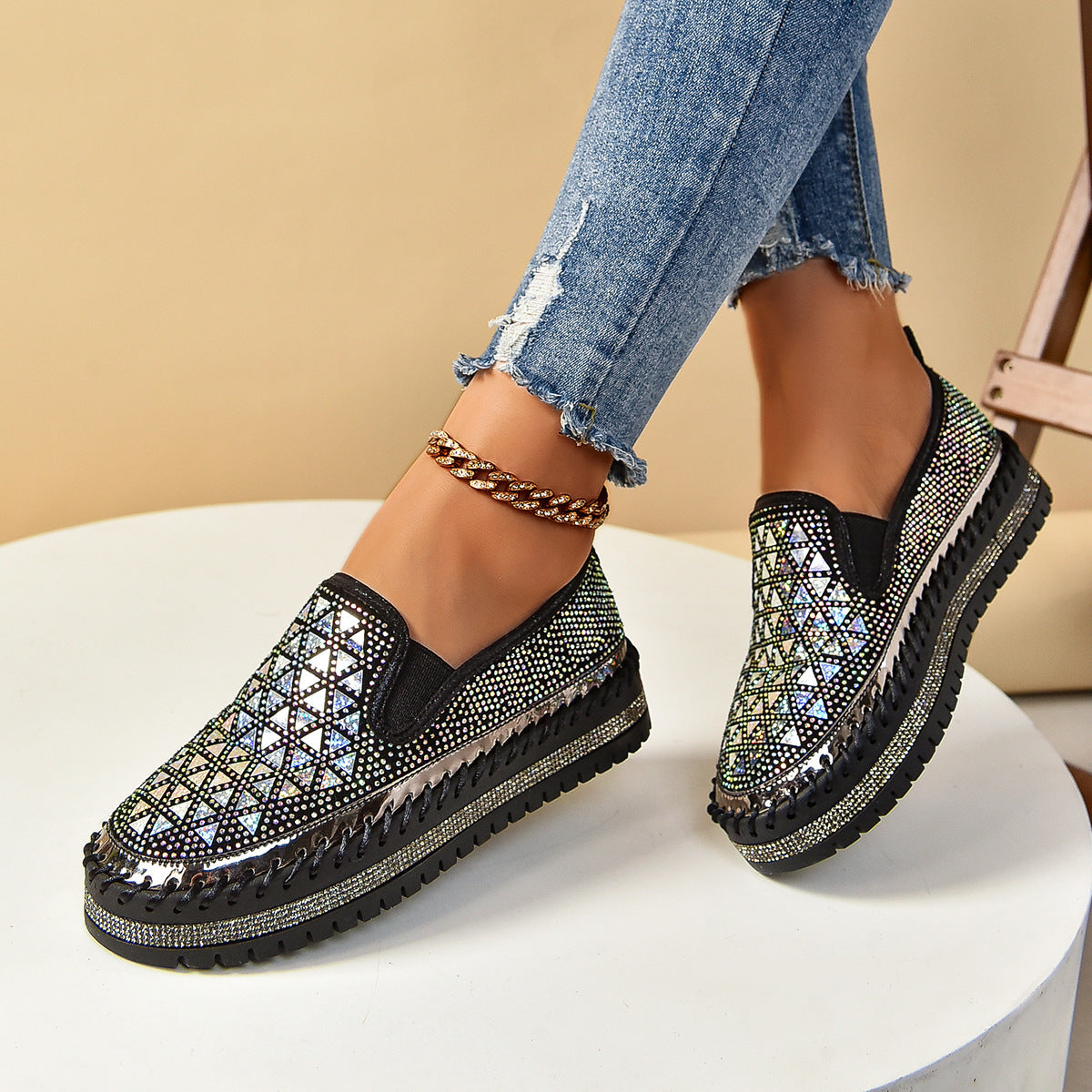 Casual Women’s Sneakers | Four-Seasons Thick-Sole Pedal Flat Shoes