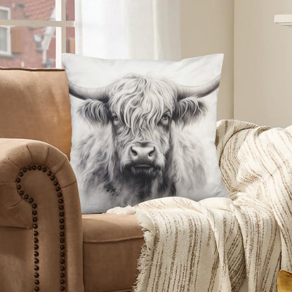 Baha Ranch Black White Highland Velvety Soft Pillow Cover Made in America