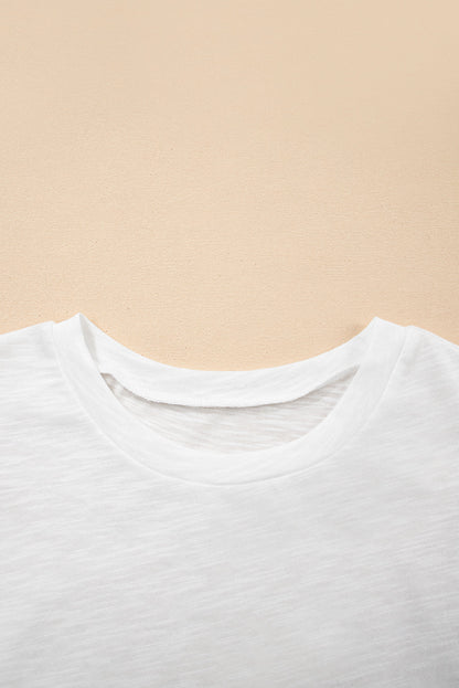 White Layered Ruffle Short Sleeve Round Neck Top