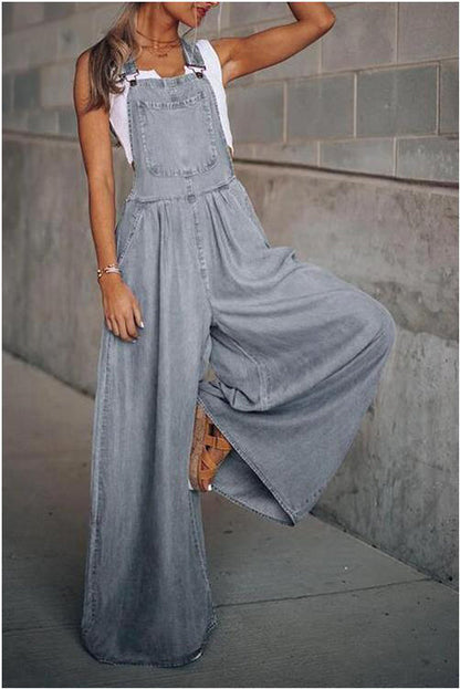 Women’s wide leg denim overalls