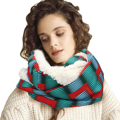 Colorful Pattern Soft Sherpa Infinity Scarf