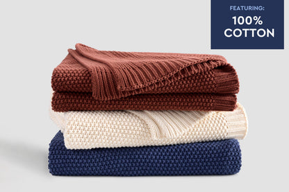 Seed Stitch Cotton Throw Blanket
