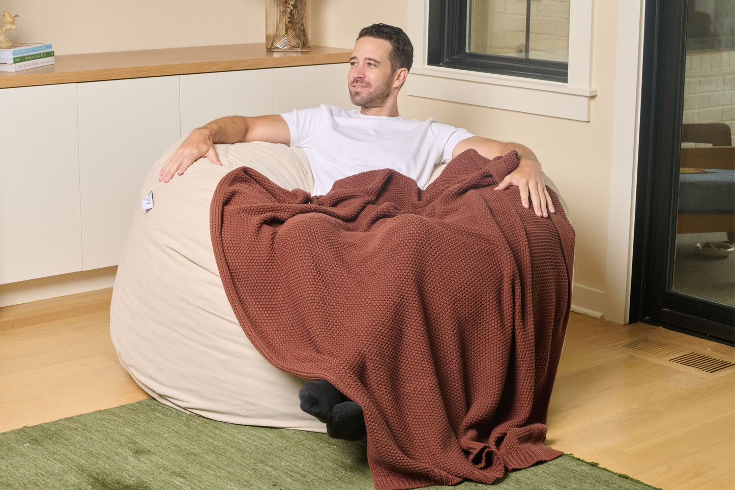 Seed Stitch Cotton Throw Blanket