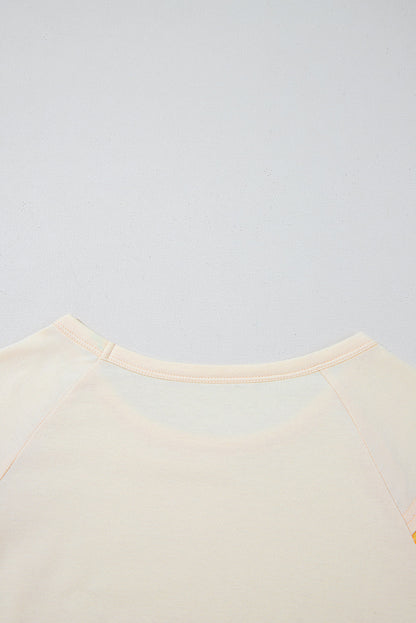 White Colorblock Short Sleeve Round Neck T-Shirt