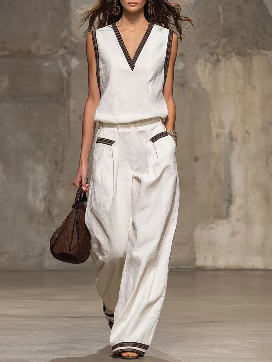 Women's Minimalist Sleeveless Two-Piece Set