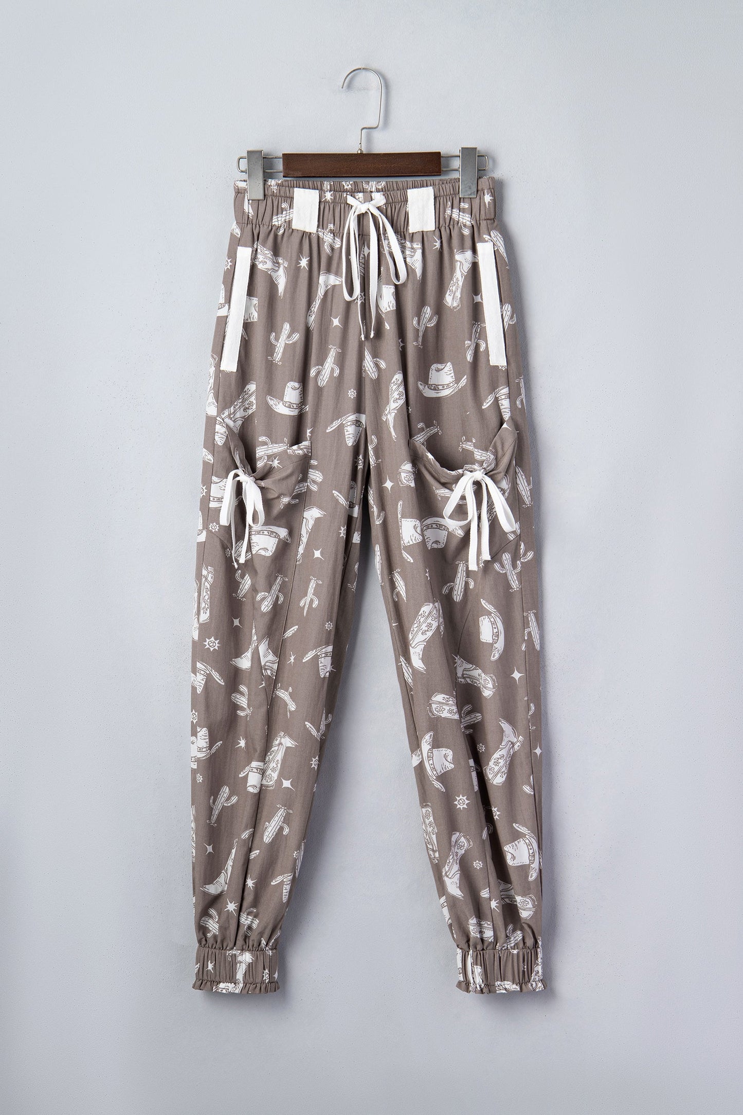 Western Cactus Cowgirl Drawstring Jogger Pants