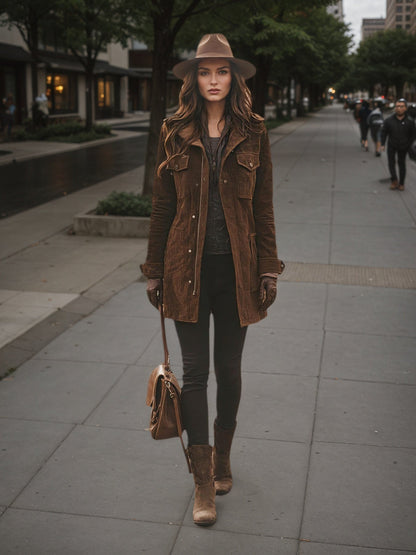 Women’s Vintage Style Long Winter Jacket – Warm Windproof Autumn Coat
