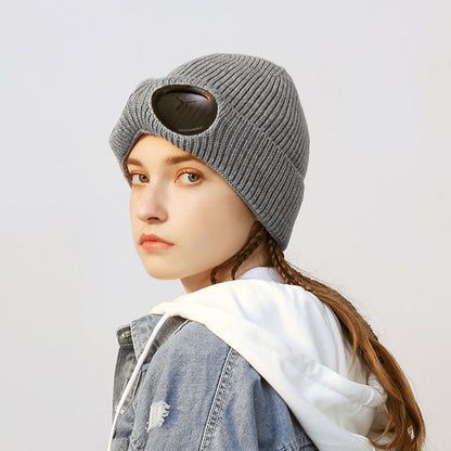 Women’s Pilot Wool Knit Hat – Winter Warm Knitted Aviator-Style Hat
