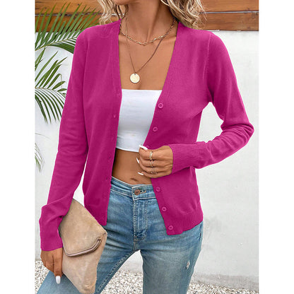 Women’s V‑Neck Button‑Down Cardigan Knit Sweater