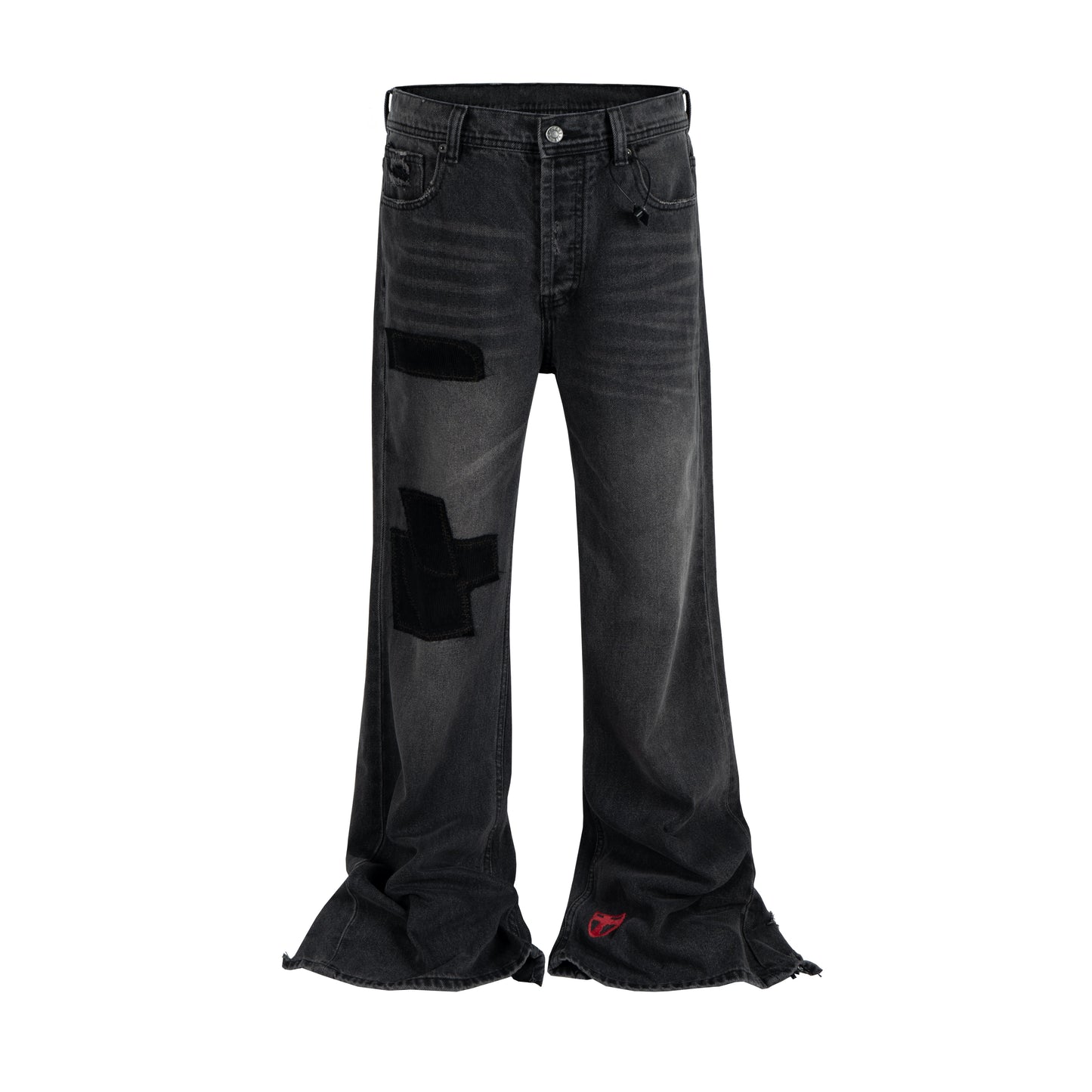 DARK PATCHWORK FLARE DENIM