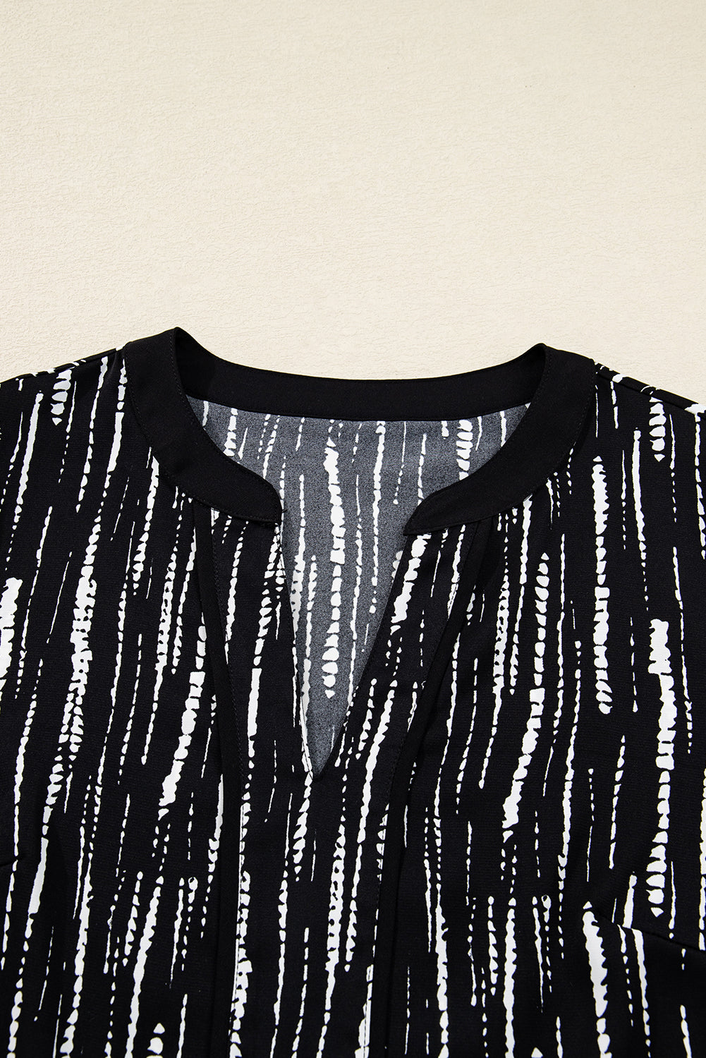 Abstract V-Neck Long Sleeve Blouse