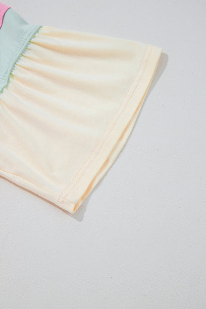 White Colorblock Short Sleeve Round Neck T-Shirt