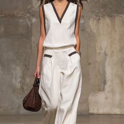 Women's Minimalist Sleeveless Two-Piece Set