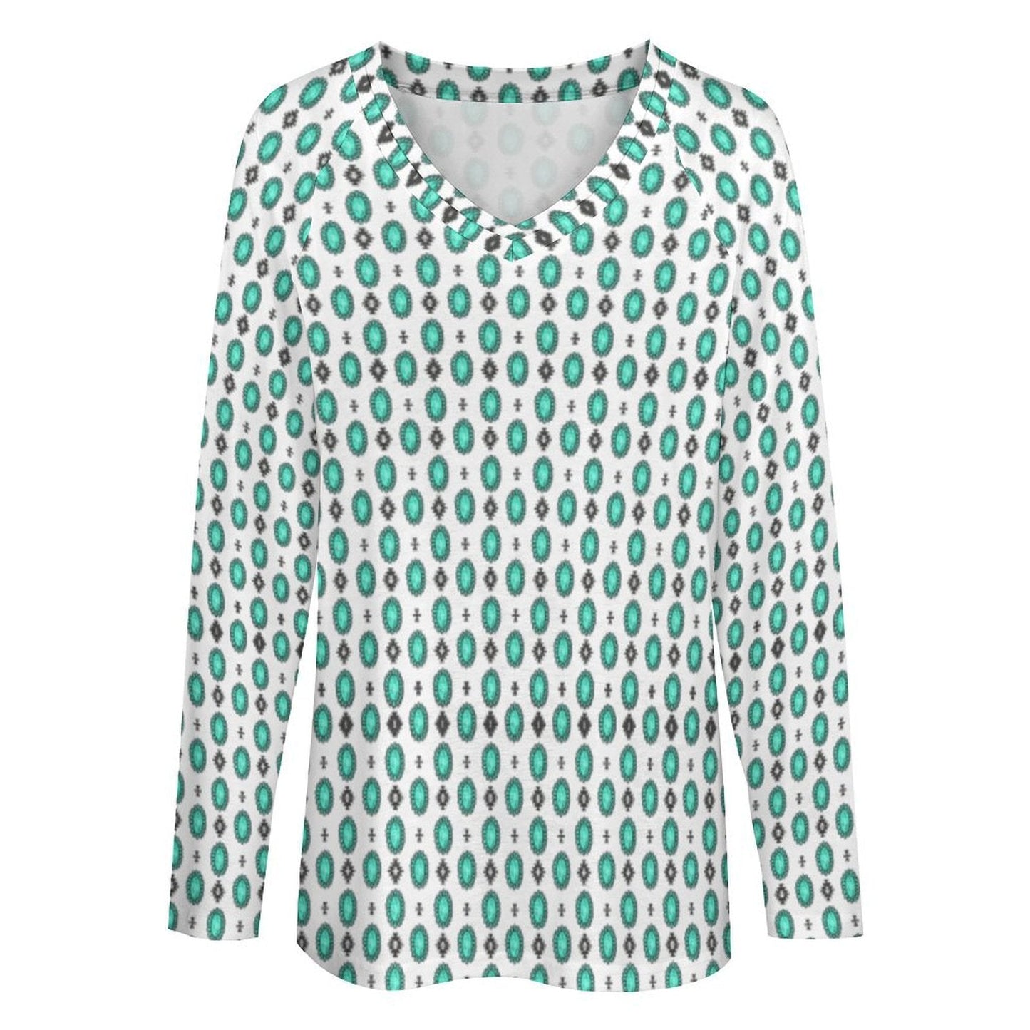 Baha Ranch Turquoise Concho Long Sleeve Top