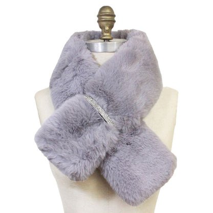 Faux Fur Bling Pull Through Scarf
