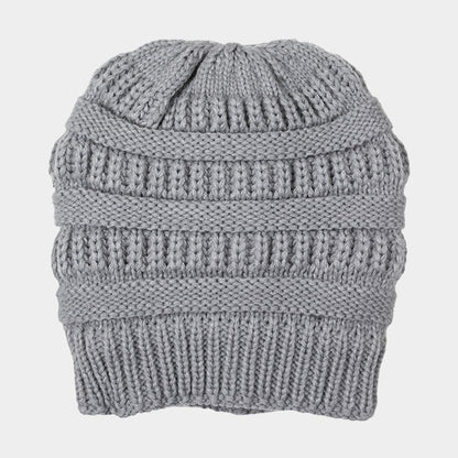 Fleece Lining Soft Cable Knit Bean Hat