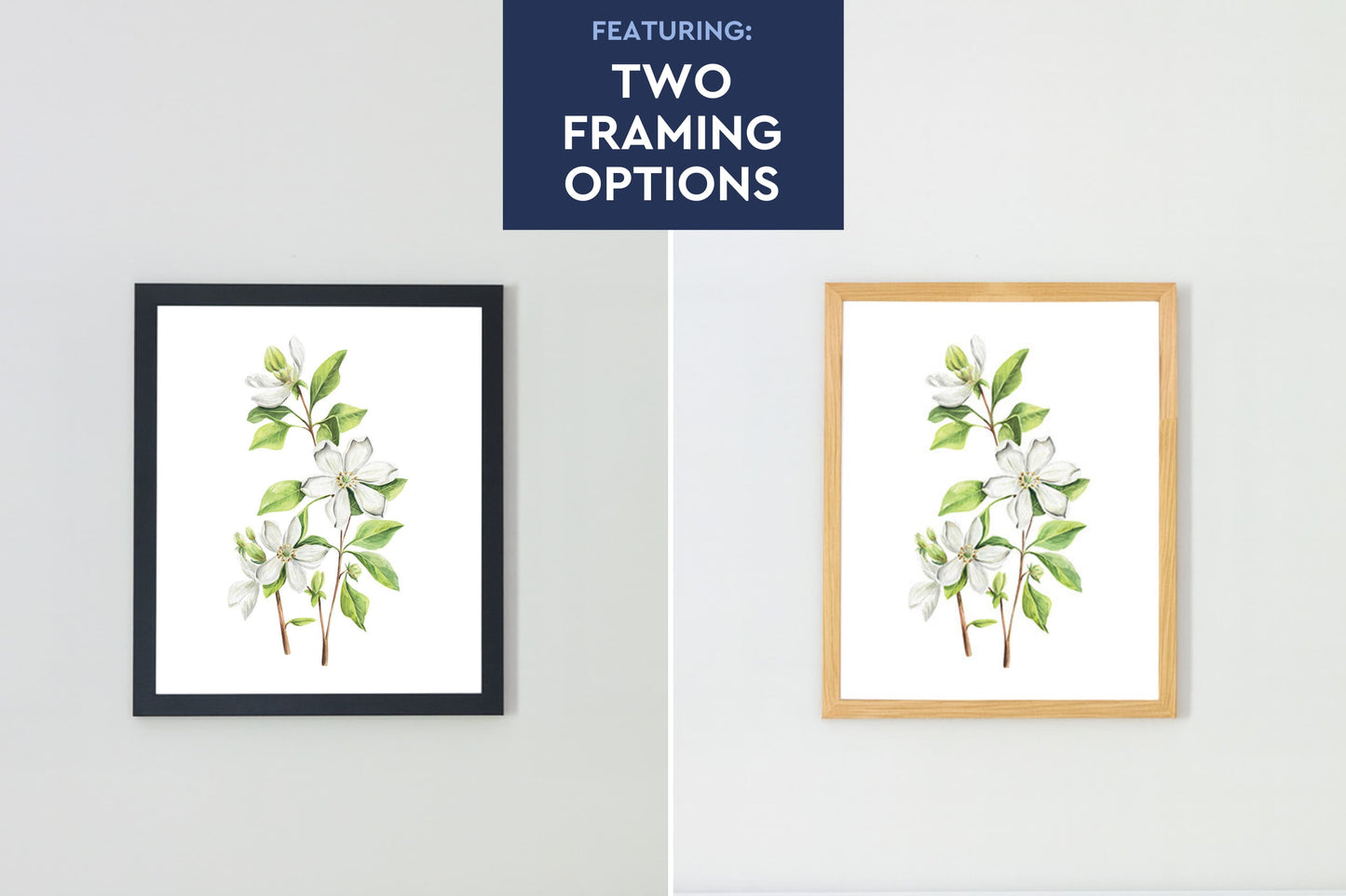 Watercolor Florals Art Print, Framed (12" x 16")