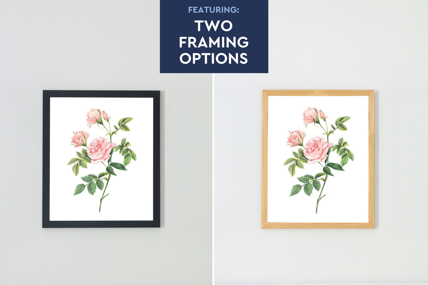 Watercolor Florals Art Print, Framed (12" x 16")