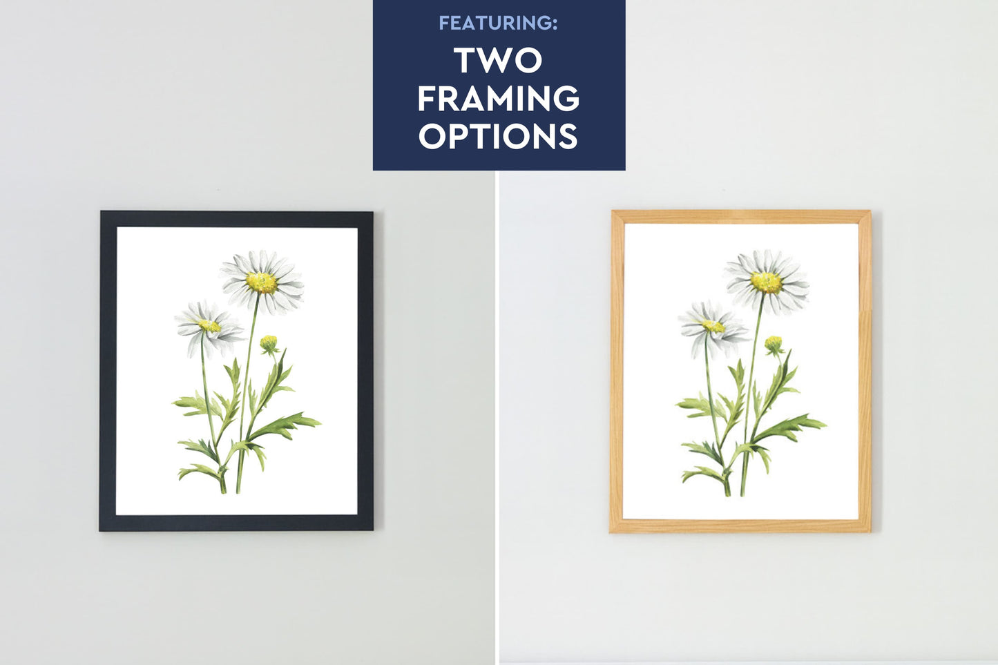 Watercolor Florals Art Print, Framed (12" x 16")