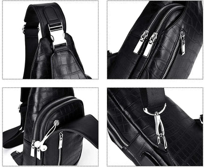 Men's Croc-Embossed Leather Sling Bag – Refined Business Carry