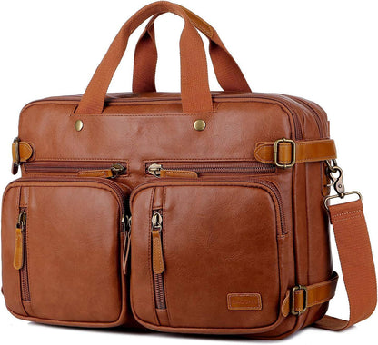 Men's Vegan Leather Messenger Bag – Convertible Work Carry