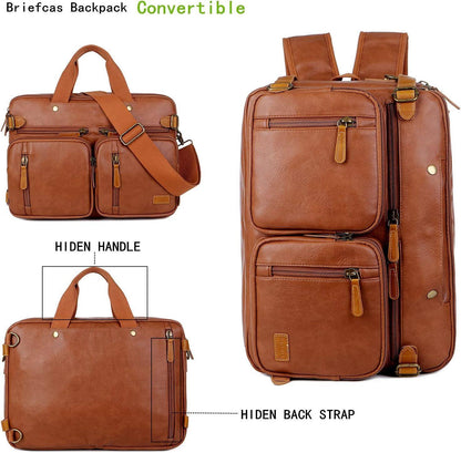 Men's Vegan Leather Messenger Bag – Convertible Work Carry