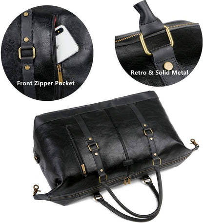 Men's Vegan Leather Duffel Bag – Compact Travel Carry