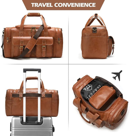Men’s Vegan Leather Duffel Bag – With Toiletry Set