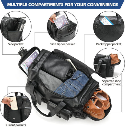 Men’s Vegan Leather Duffel Bag – With Toiletry Set