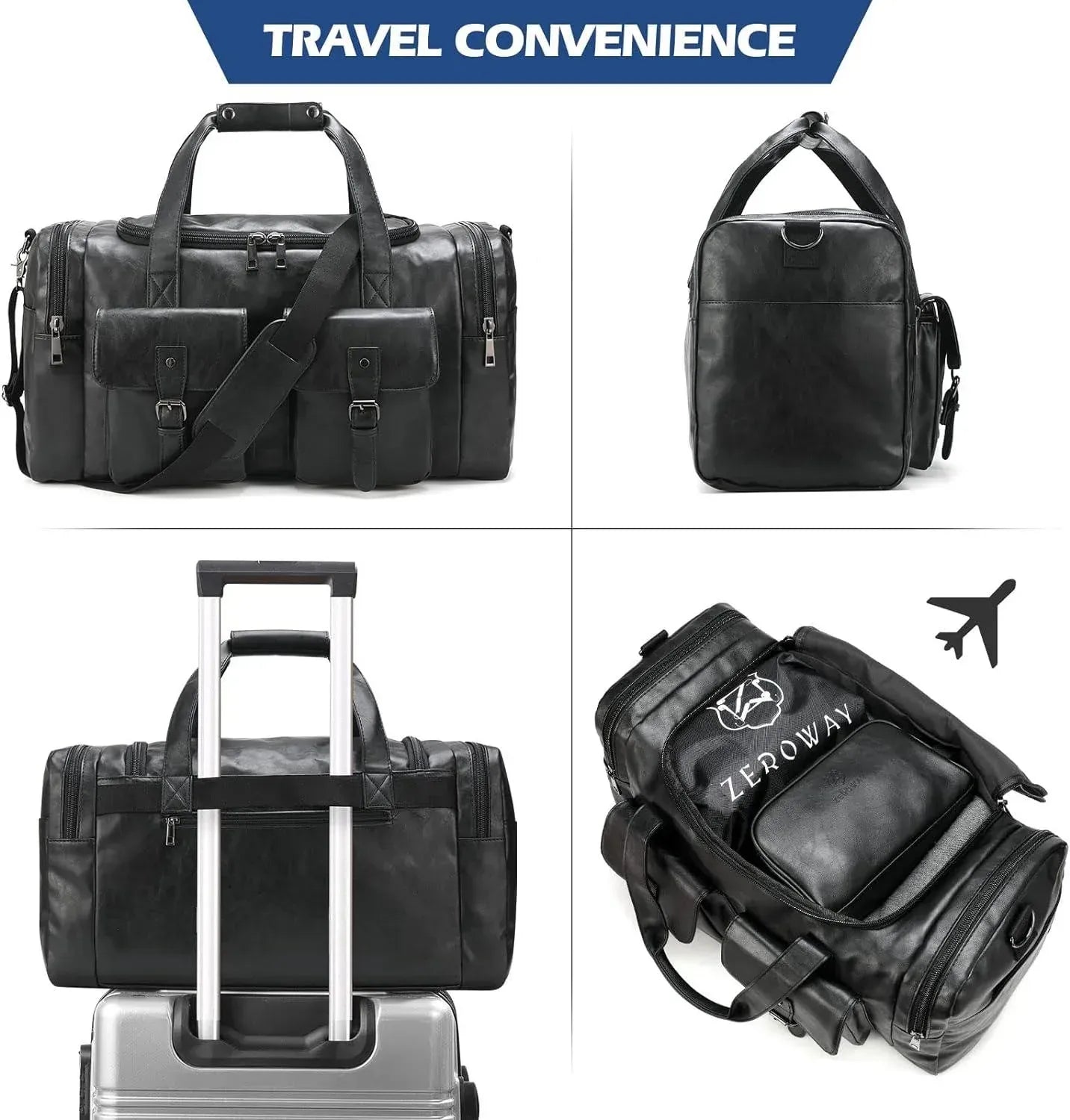 Men’s Vegan Leather Duffel Bag – With Toiletry Set