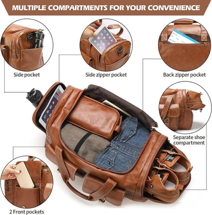 Men’s Vegan Leather Duffel Bag – With Toiletry Set