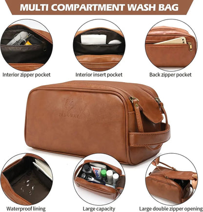 Men’s Vegan Leather Duffel Bag – With Toiletry Set