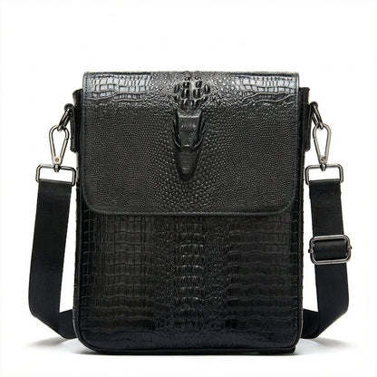 Men's Croc-Embossed Leather Sling Bag – Structured Office Carry