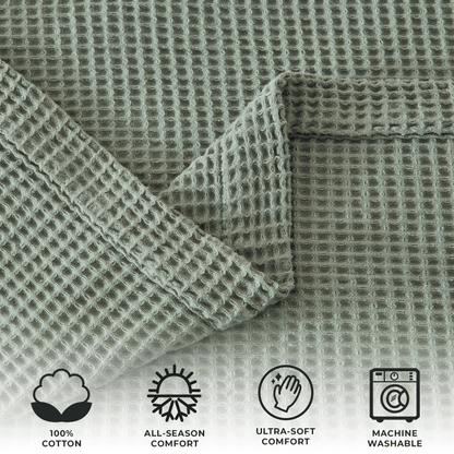 100% Cotton Waffle Weave Blanket - Mikala Collection
