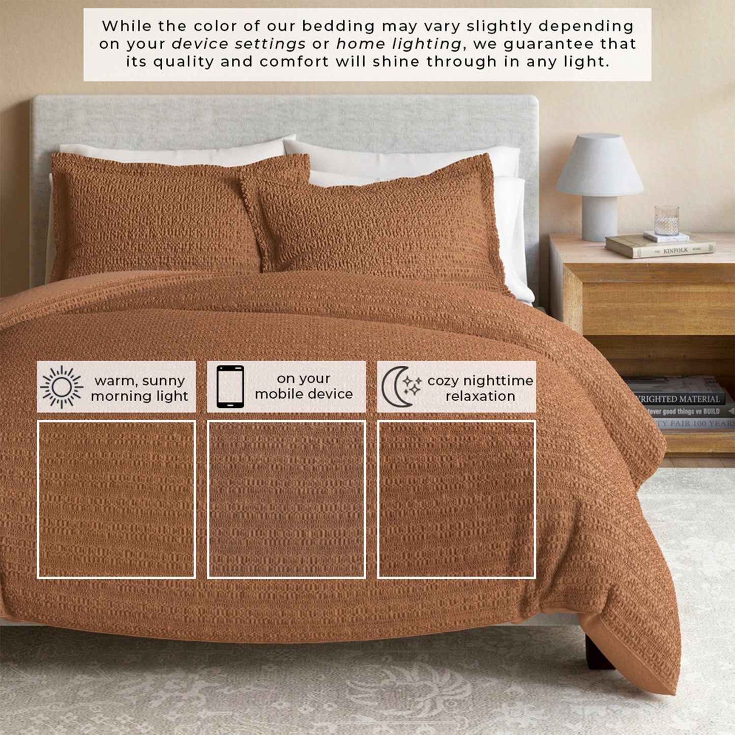 100% Cotton Honeycomb Waffle Duvet Set - Mattea Collection