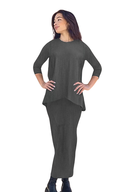 Chic Textured Ribbed Maxi Pencil Skirt - Stretch Comfort