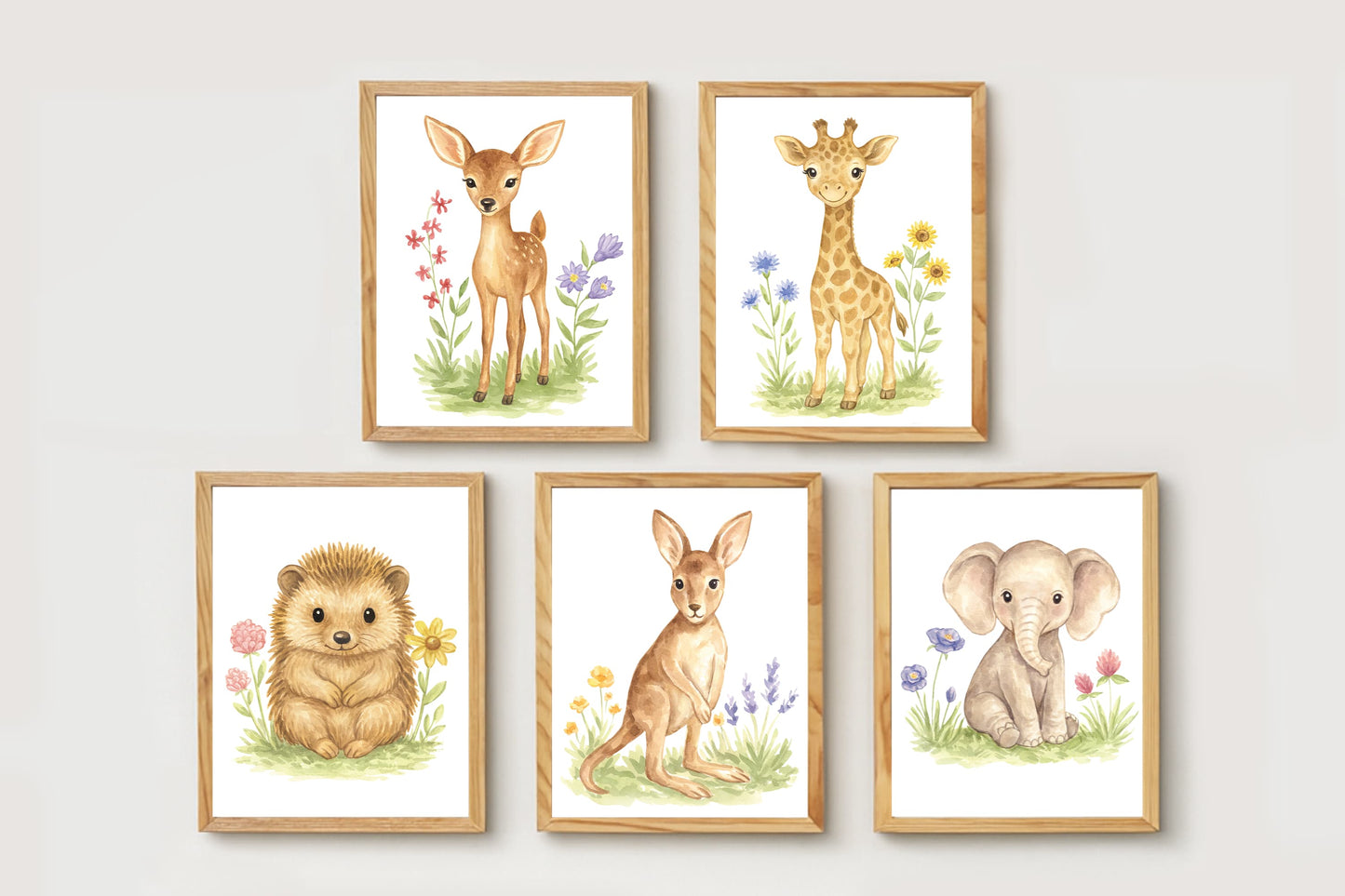 Adorable Baby Animals Art Print, Framed (12" x 16")