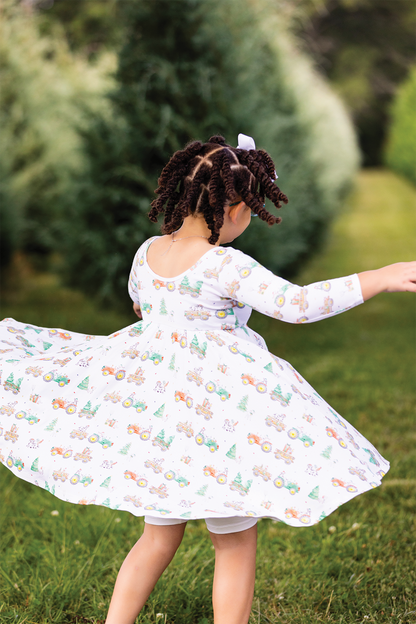 Moo-y Christmas Organic Cotton Christmas Dress for Kids