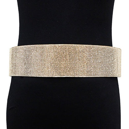 Rhinestone Pave Embellished Metal Waist Belt