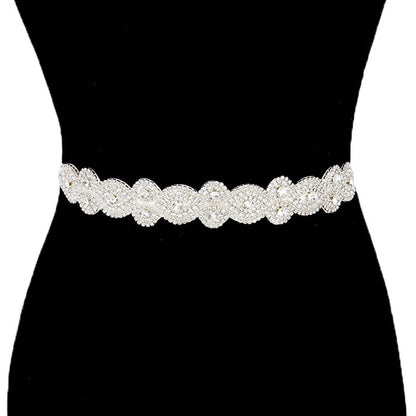 Rhinestone Sash Ribbon Bridal Wedding Belt Headband