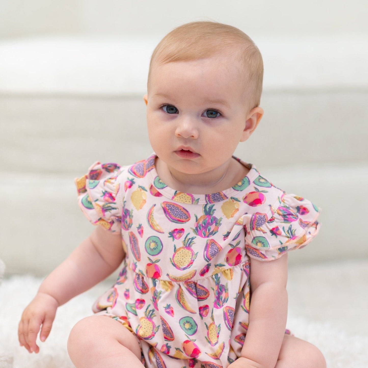 Tropical Fruit Ruffle Romper