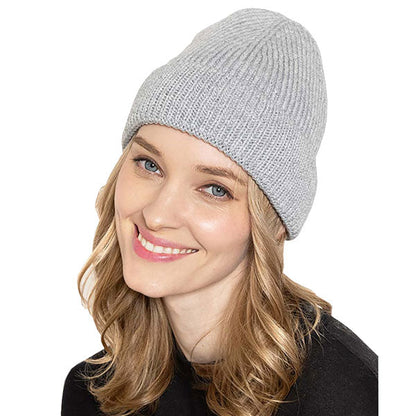 Solid Ribbed Cuff Beanie Hat
