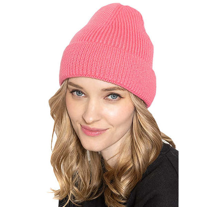 Solid Ribbed Cuff Beanie Hat