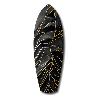 Golden Waves Glass Wall Art