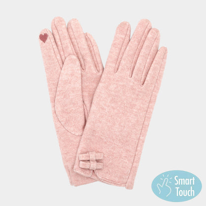 Two Mini Bow Accent Soft Smart Touch Winter Gloves