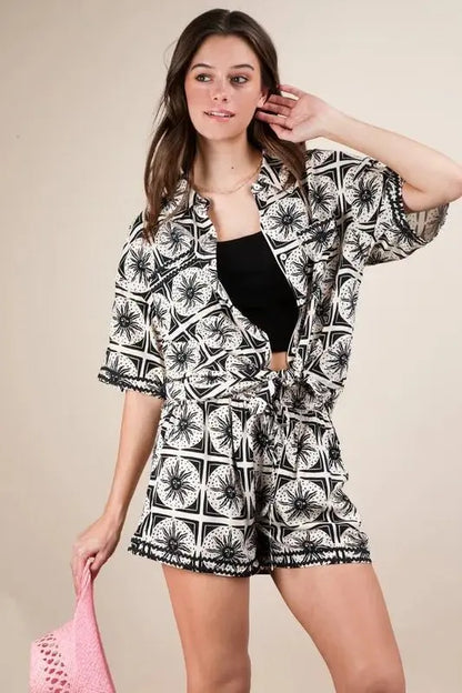 Women's Matching Set - Tropical Print Plus Size - Comfy Resort Wear