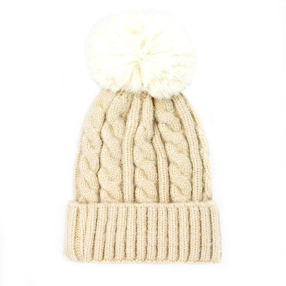 Warm Chunky Cable Knit Beanie Pom Pom Hat Beanie Winter Hat